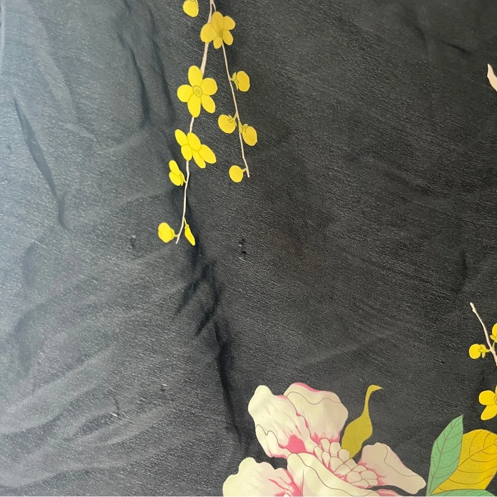 Floral Design Silk Feel Square Scarf Colorful Lightweight